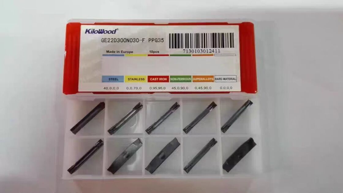 Kilowood GE22D300N030-F PPG35 2.2mm Width Grooving Insert with F-Type Chipbreaker and PVD Coating for CNC Turning