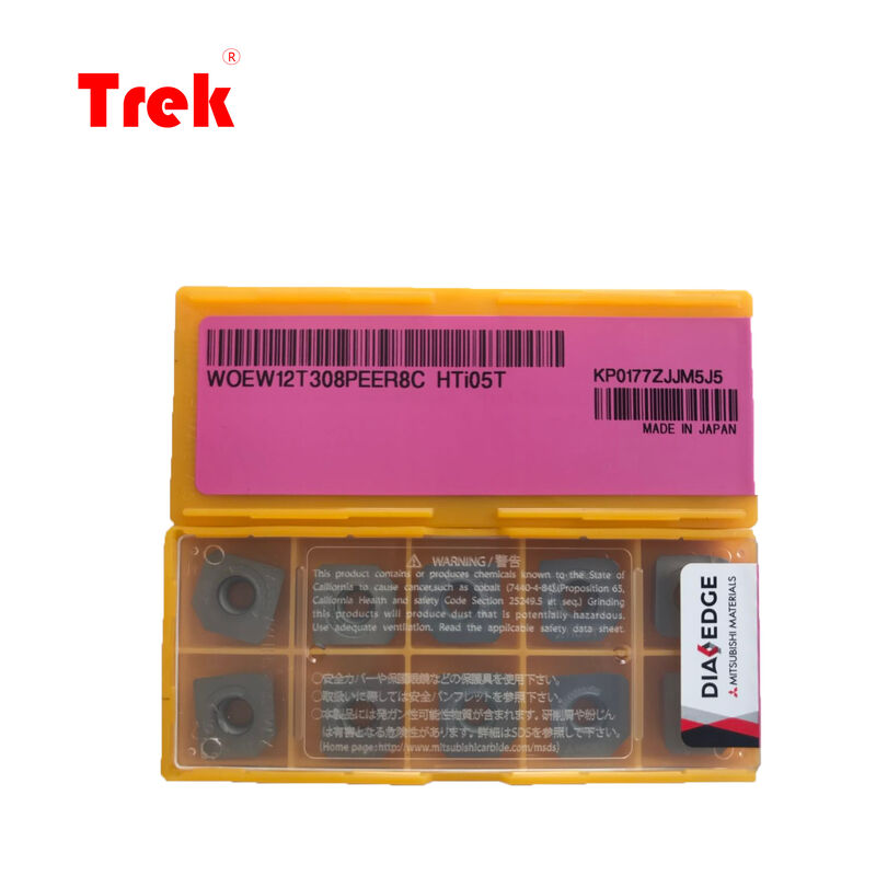 MITSUBISHI WOEW12T308PEER8C HTi05T Square Wiper Insert with Wiper Geometry for High-Speed Face Milling in Uncoated Fine-Grain Carbide