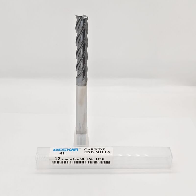 DESKAR 12mm Cutting Diameter Extra-Long 150mm Solid Carbide End Mill with LF10 Grade for Steel Milling