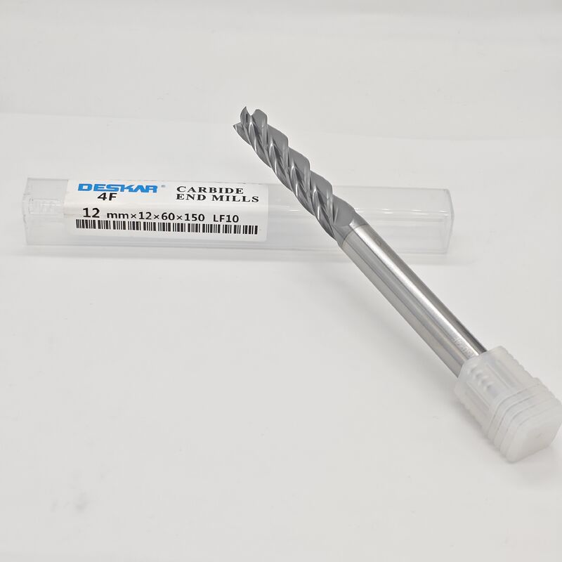 DESKAR 12mm Cutting Diameter Extra-Long 150mm Solid Carbide End Mill with LF10 Grade for Steel Milling