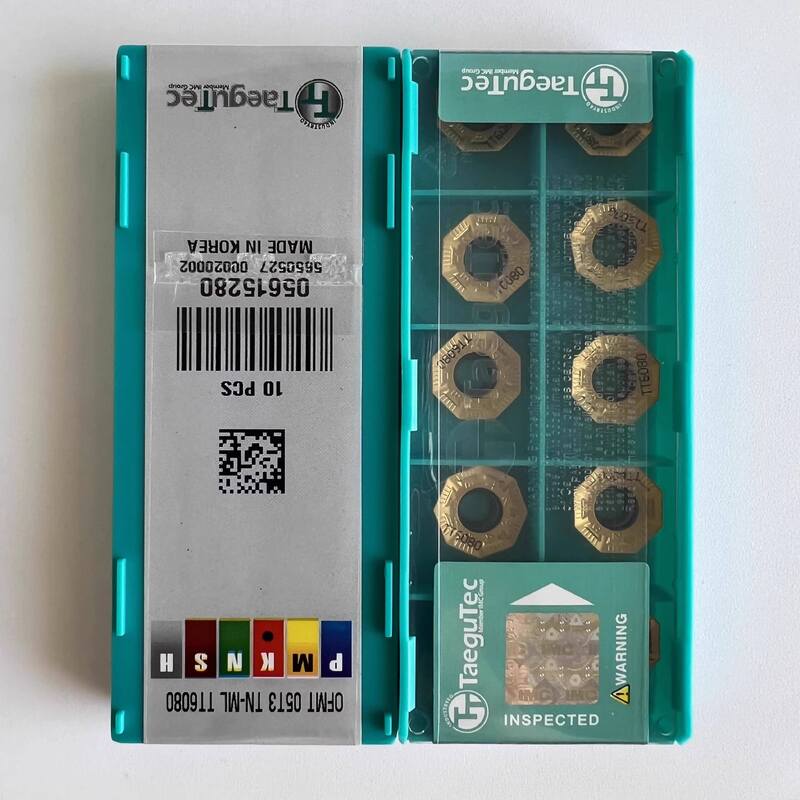 TaeguTec OFMT 05T3 TN-ML TT6080 Octagonal Carbide Milling Insert 8 Edges IC 12.7 mm PVD Coated for Cast Iron CNC TOOLS